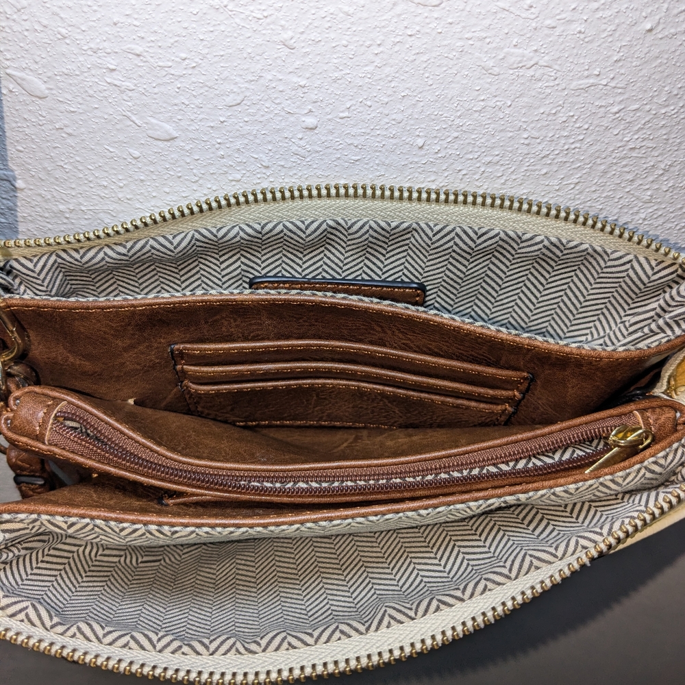 Cow Print Crossbody Bag with Brown Strap - Picture 4 of 5